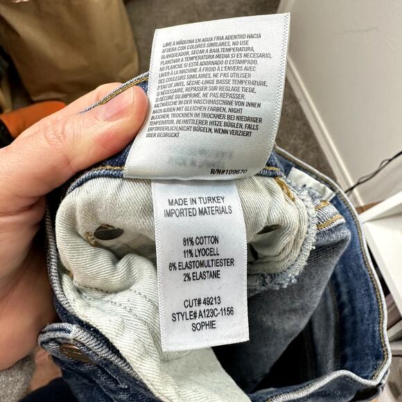 AGOLDE Sophie Tame Dark Wash Distressed Mid Rise Skinny Ankle Denim Jeans - Picture 8 of 8